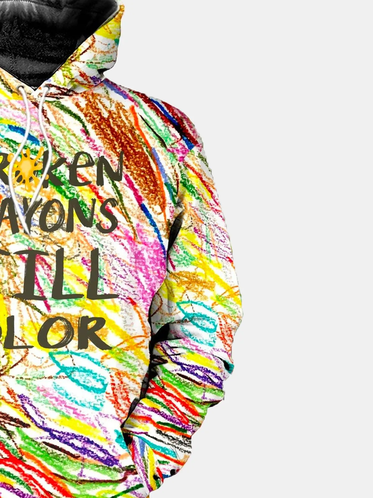Alohadaddy Broken Crayons Still Color Drawstring Hoodies Mental Health Warm Comfortable Pullover Sweatshirts