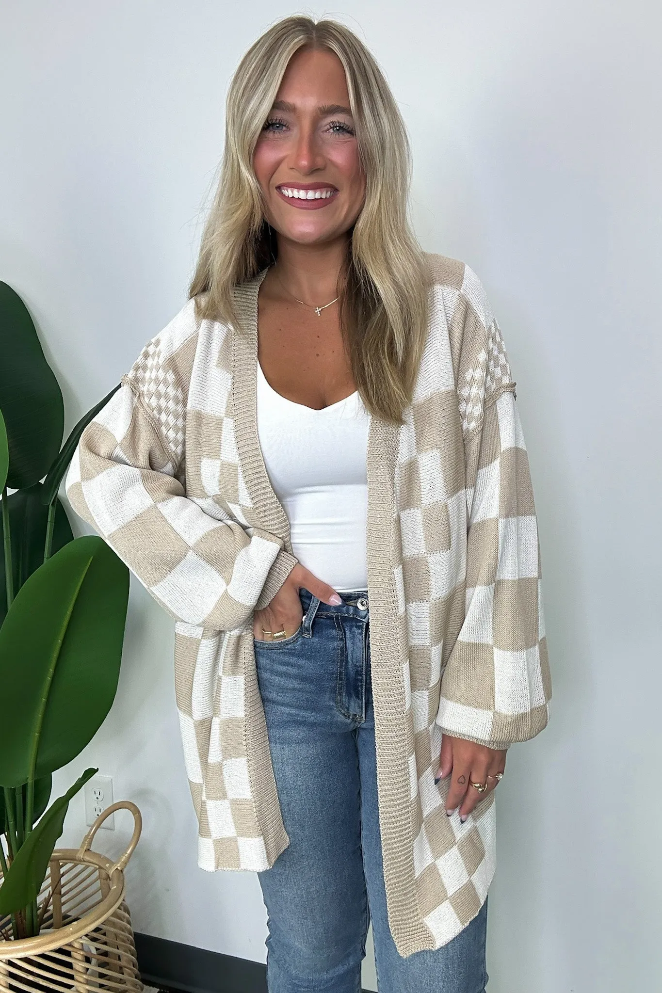 Coffeehouse Multi Check Cardigan - FINAL SALE