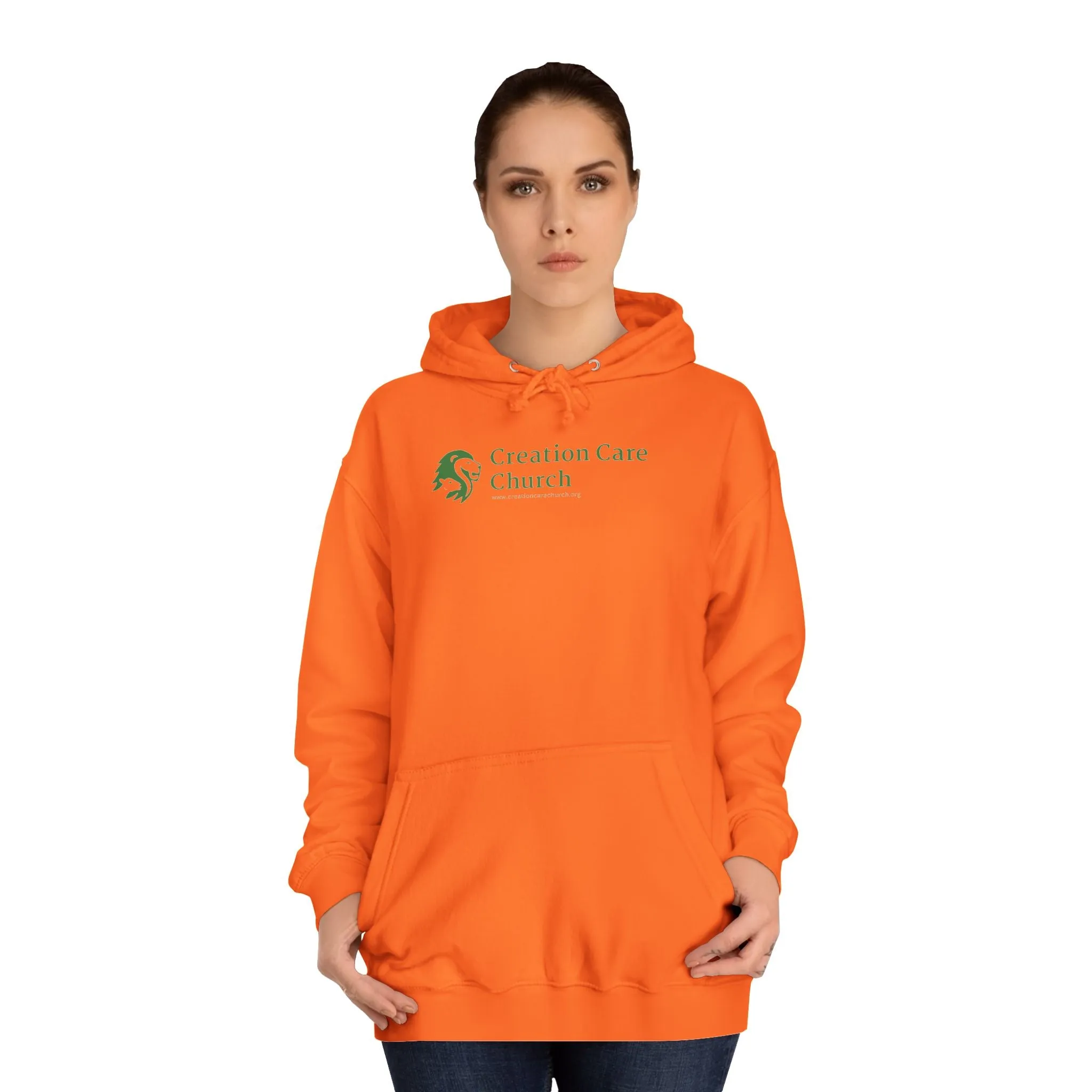Creation Care Church - Green Logo front - Good News for All Creation back - Unisex College Hoodie