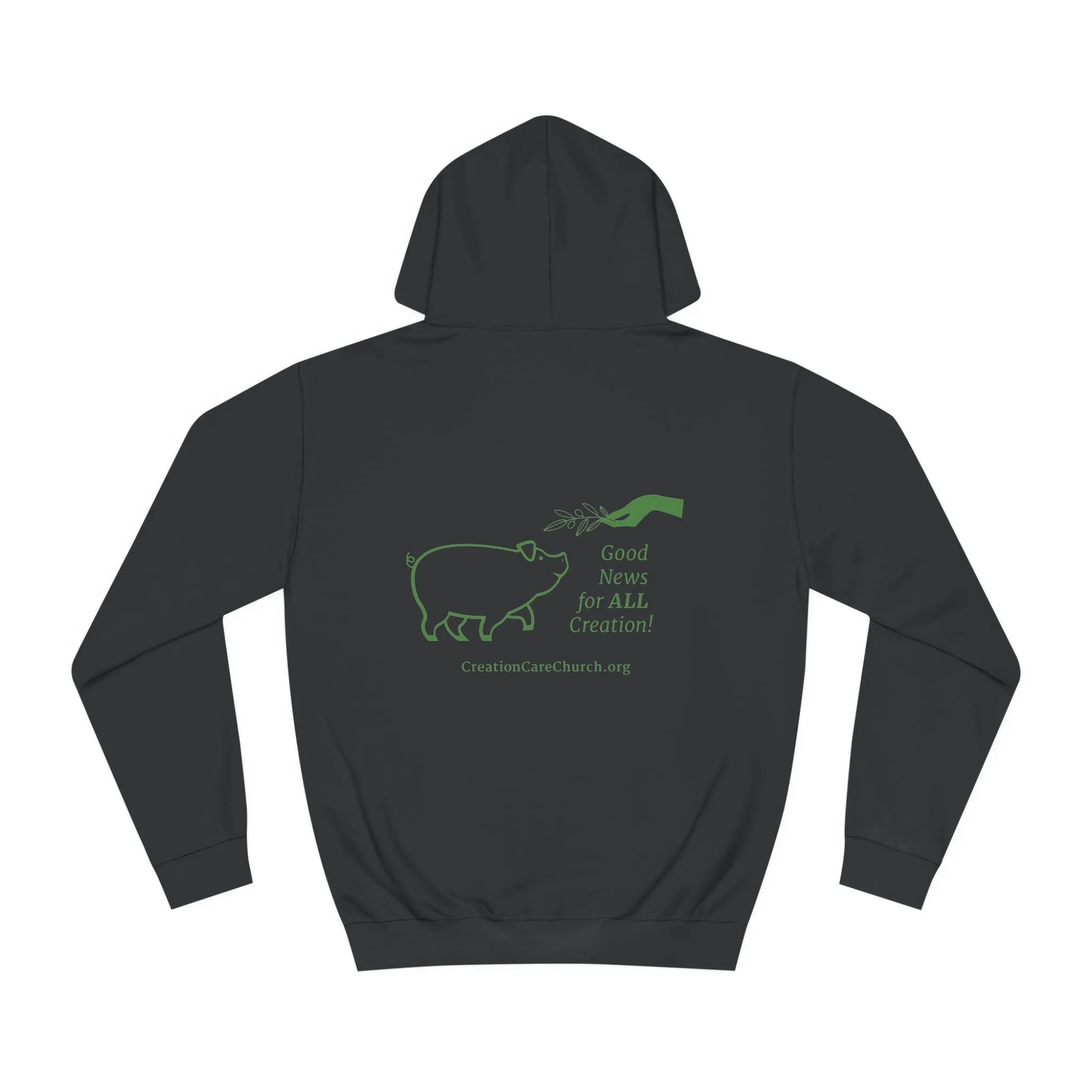 Creation Care Church - Green Logo front - Good News for All Creation back - Unisex College Hoodie