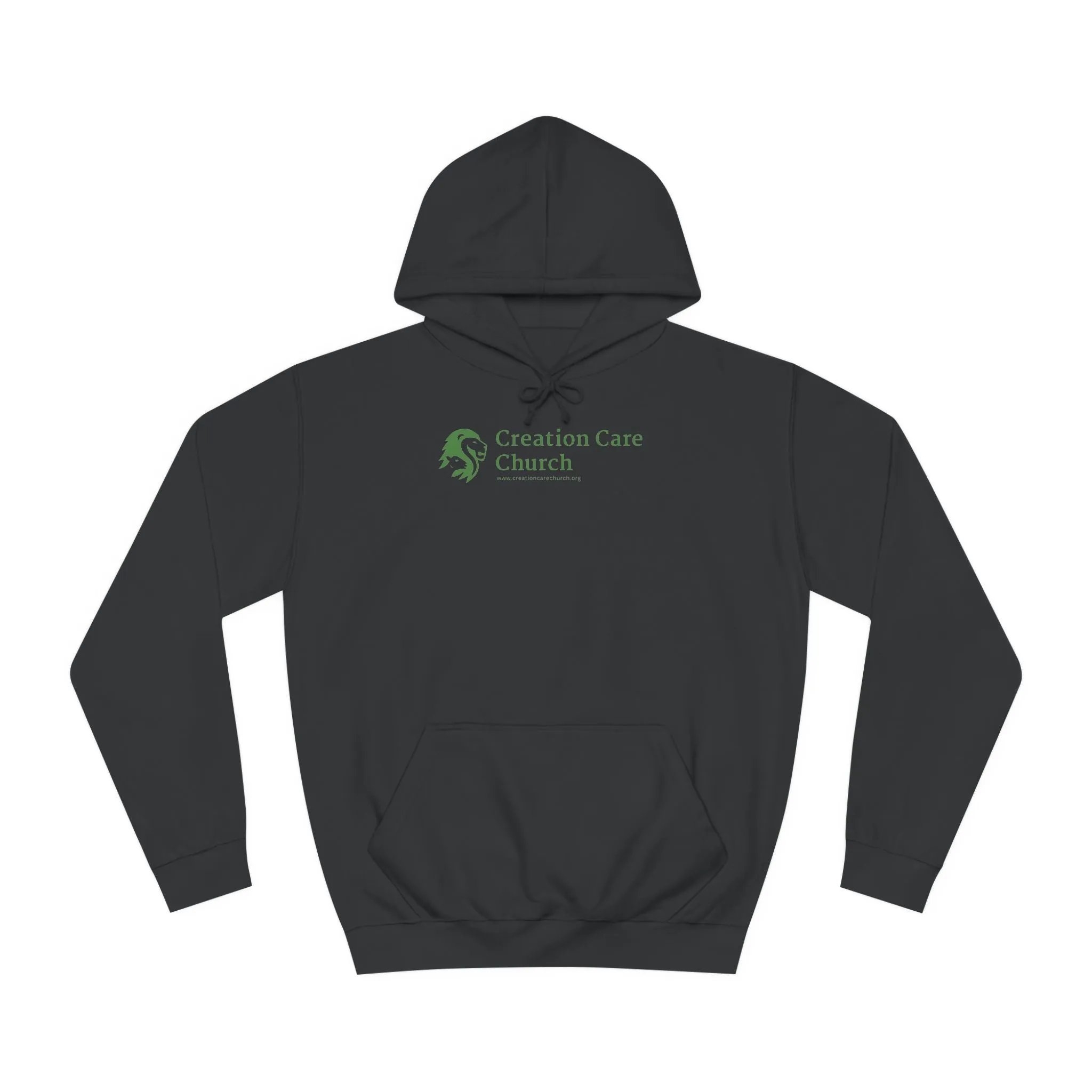 Creation Care Church - Green Logo front - Good News for All Creation back - Unisex College Hoodie