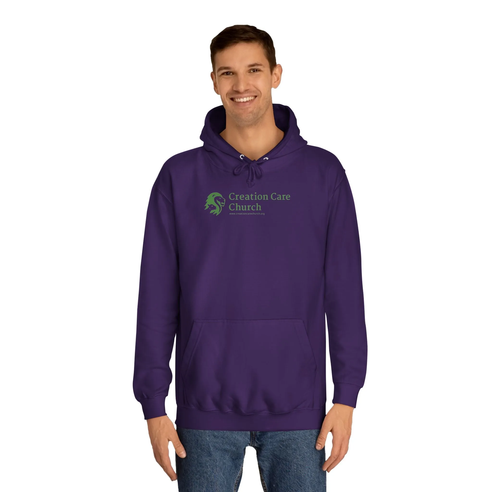 Creation Care Church - Green Logo front - Good News for All Creation back - Unisex College Hoodie