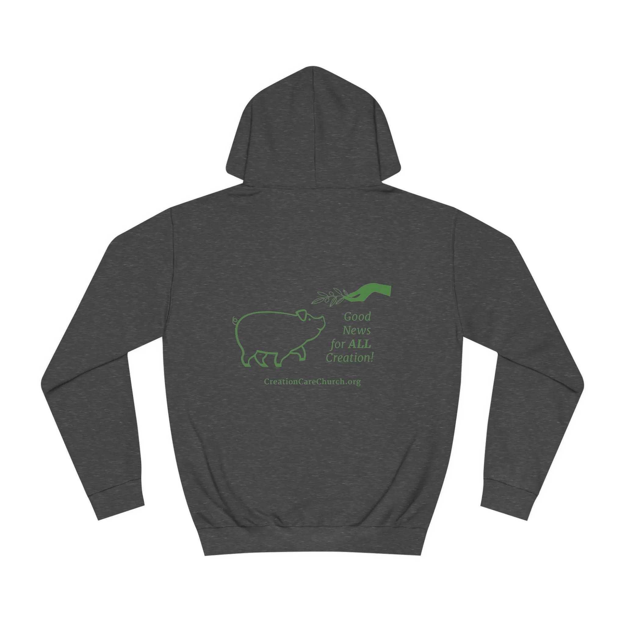 Creation Care Church - Green Logo front - Good News for All Creation back - Unisex College Hoodie