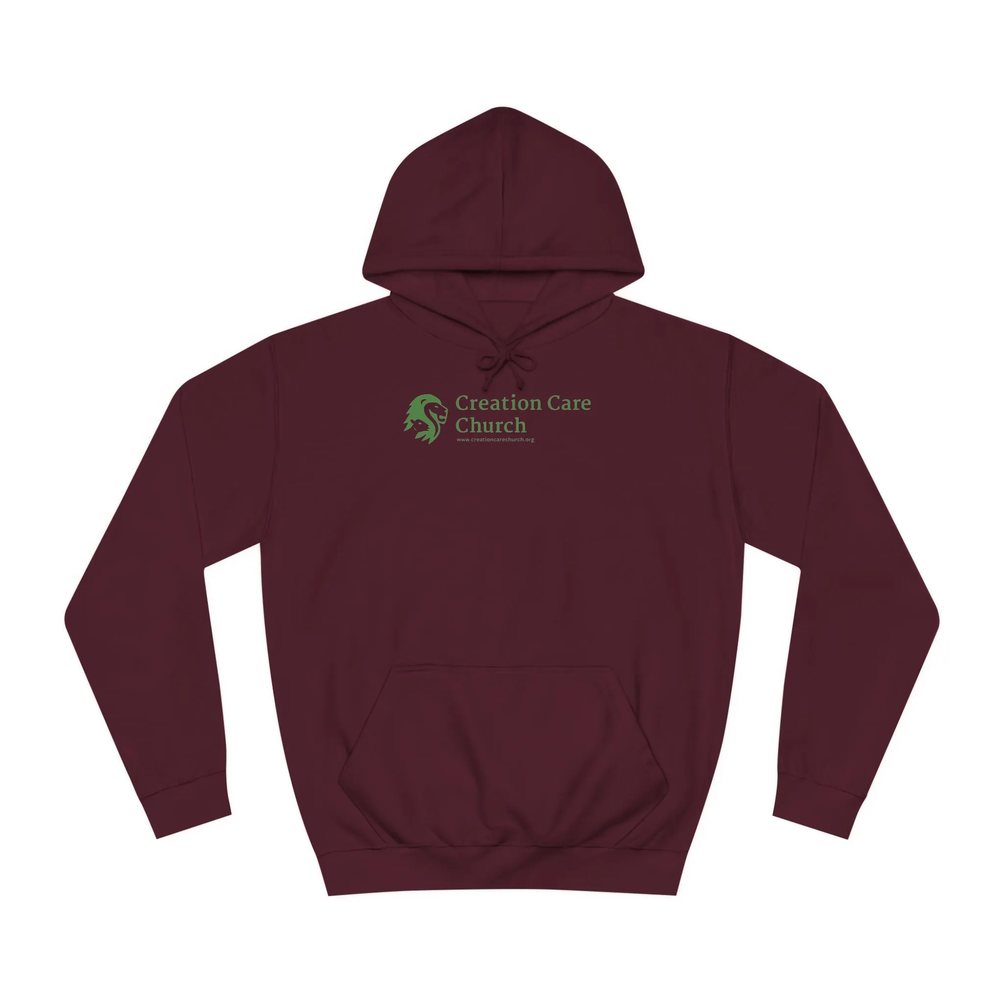 Creation Care Church - Green Logo front - Good News for All Creation back - Unisex College Hoodie