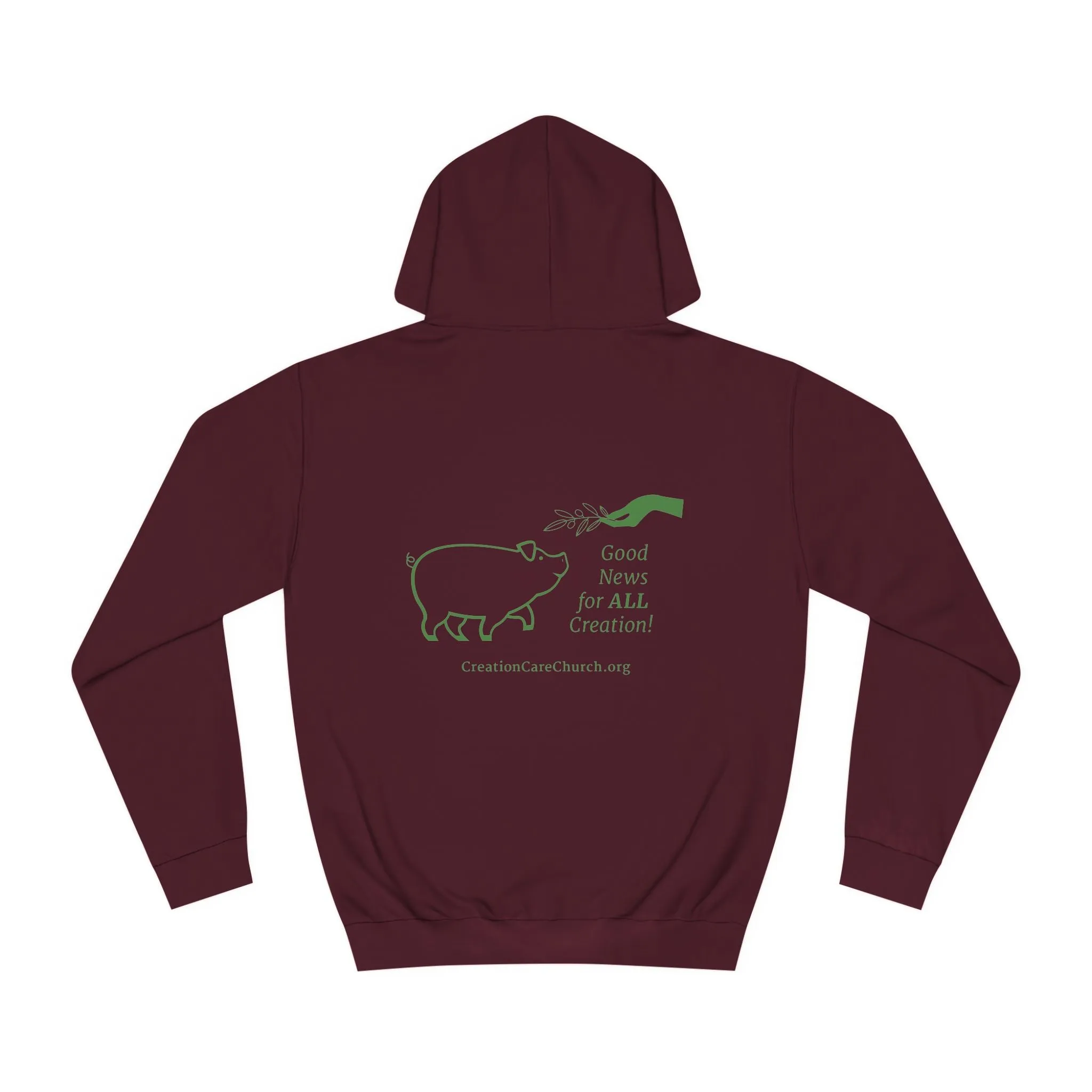 Creation Care Church - Green Logo front - Good News for All Creation back - Unisex College Hoodie