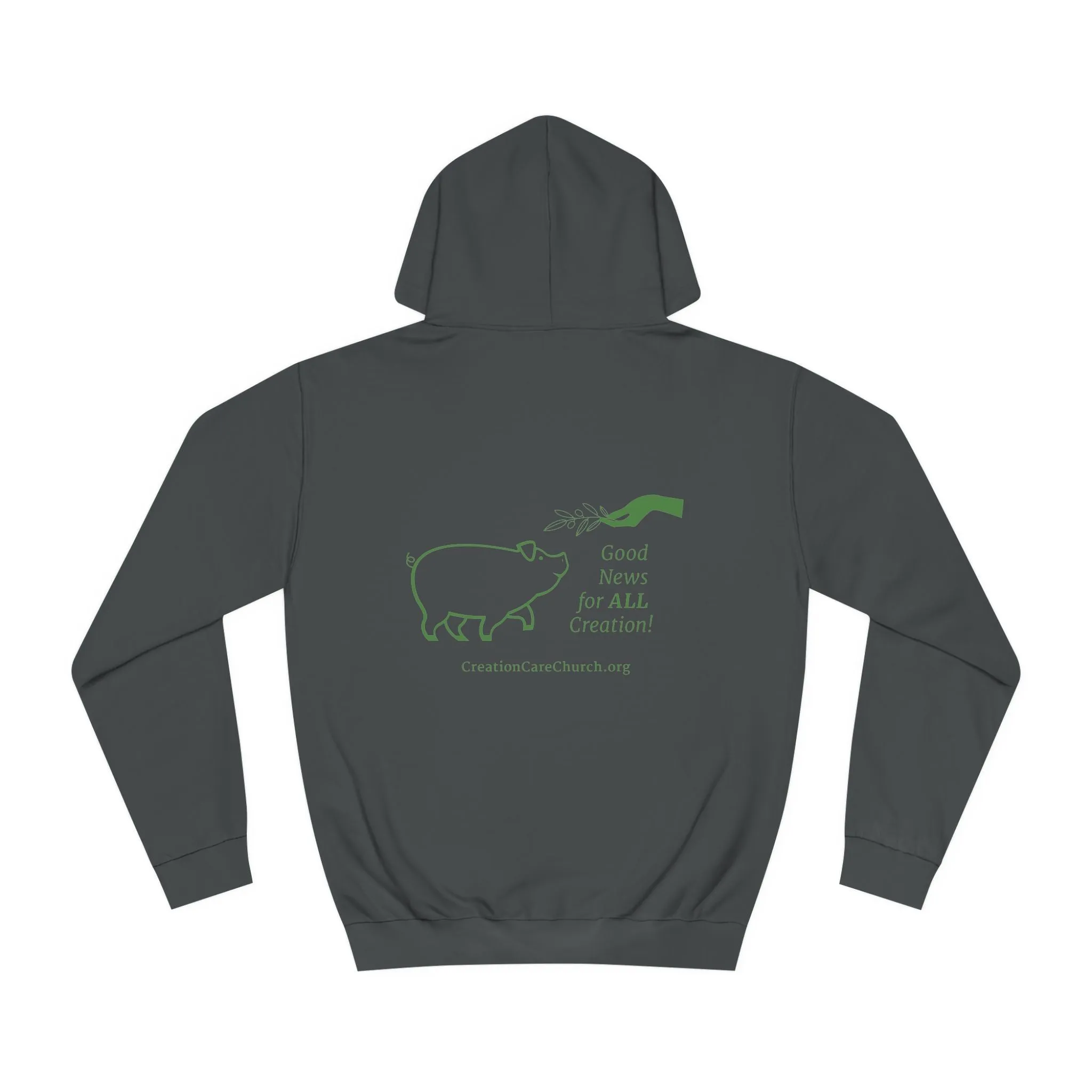 Creation Care Church - Green Logo front - Good News for All Creation back - Unisex College Hoodie