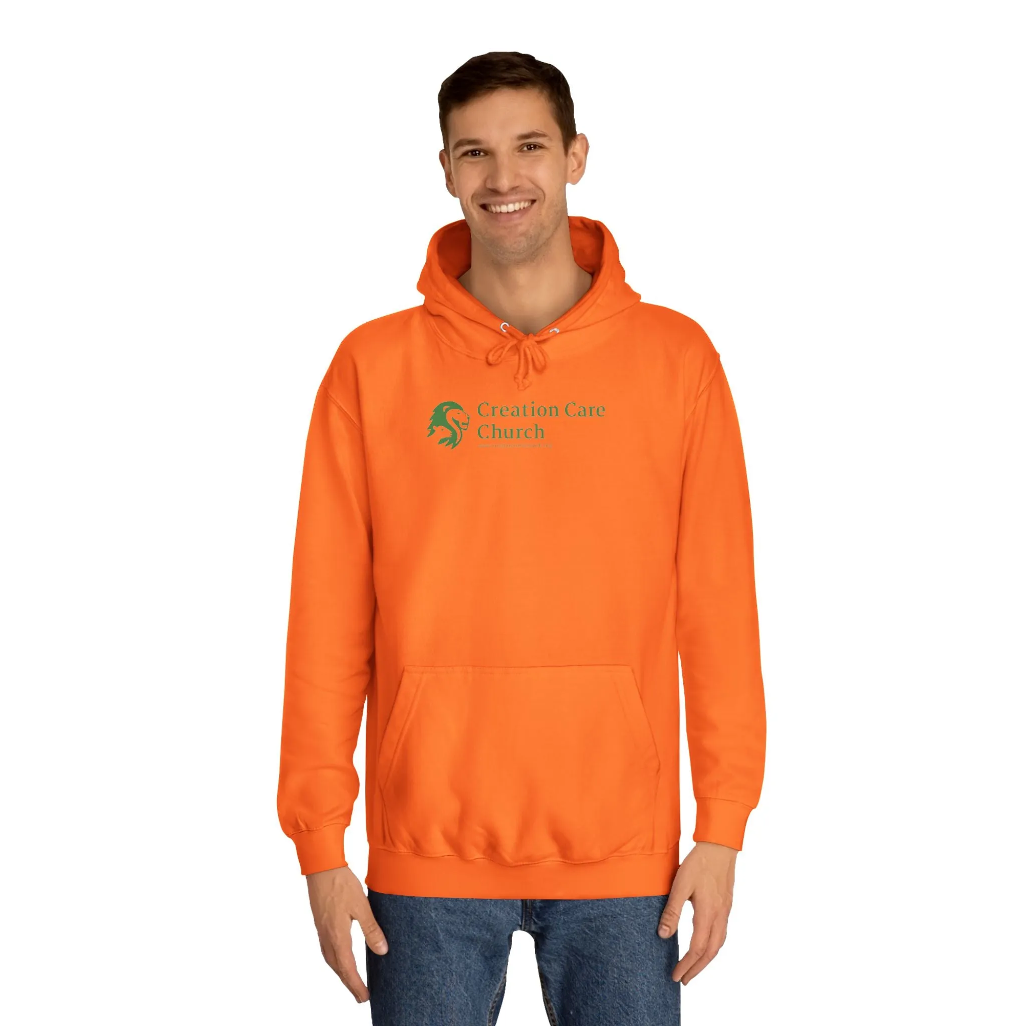 Creation Care Church - Green Logo front - Good News for All Creation back - Unisex College Hoodie