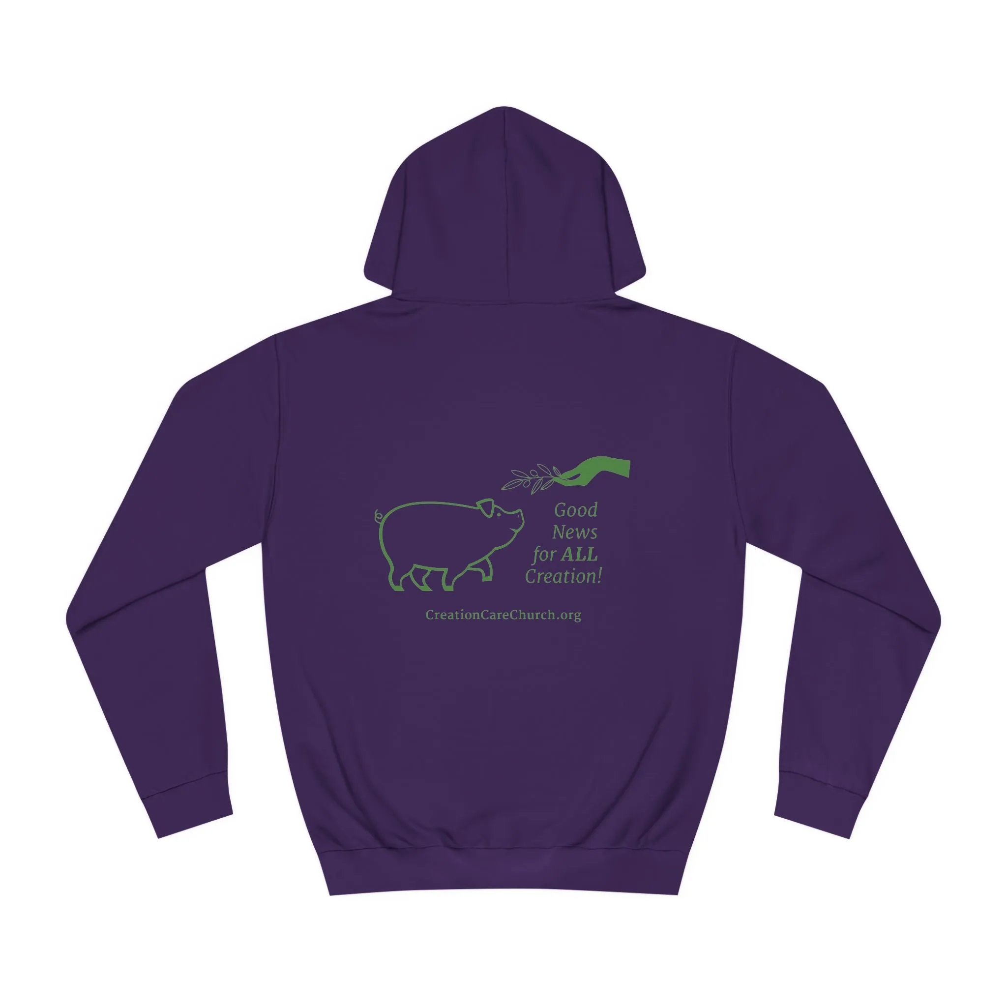 Creation Care Church - Green Logo front - Good News for All Creation back - Unisex College Hoodie