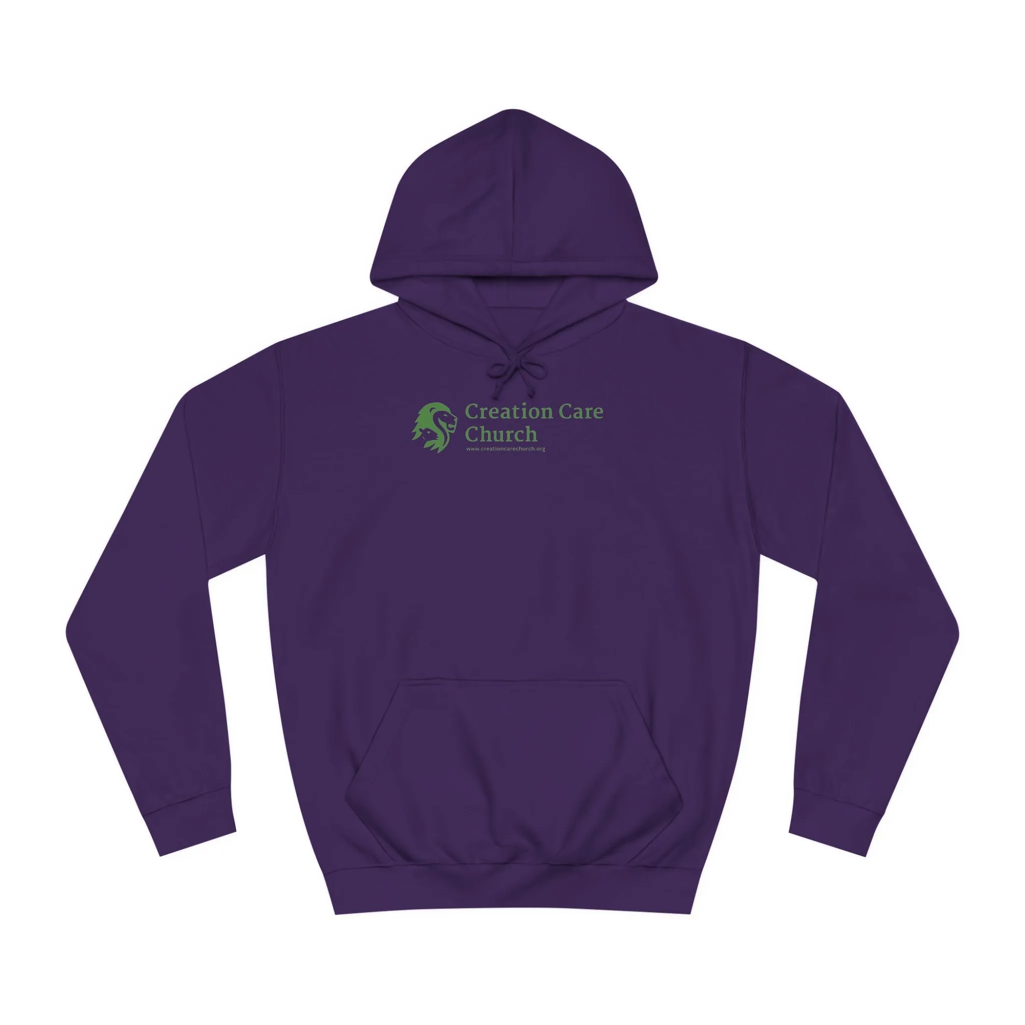 Creation Care Church - Green Logo front - Good News for All Creation back - Unisex College Hoodie