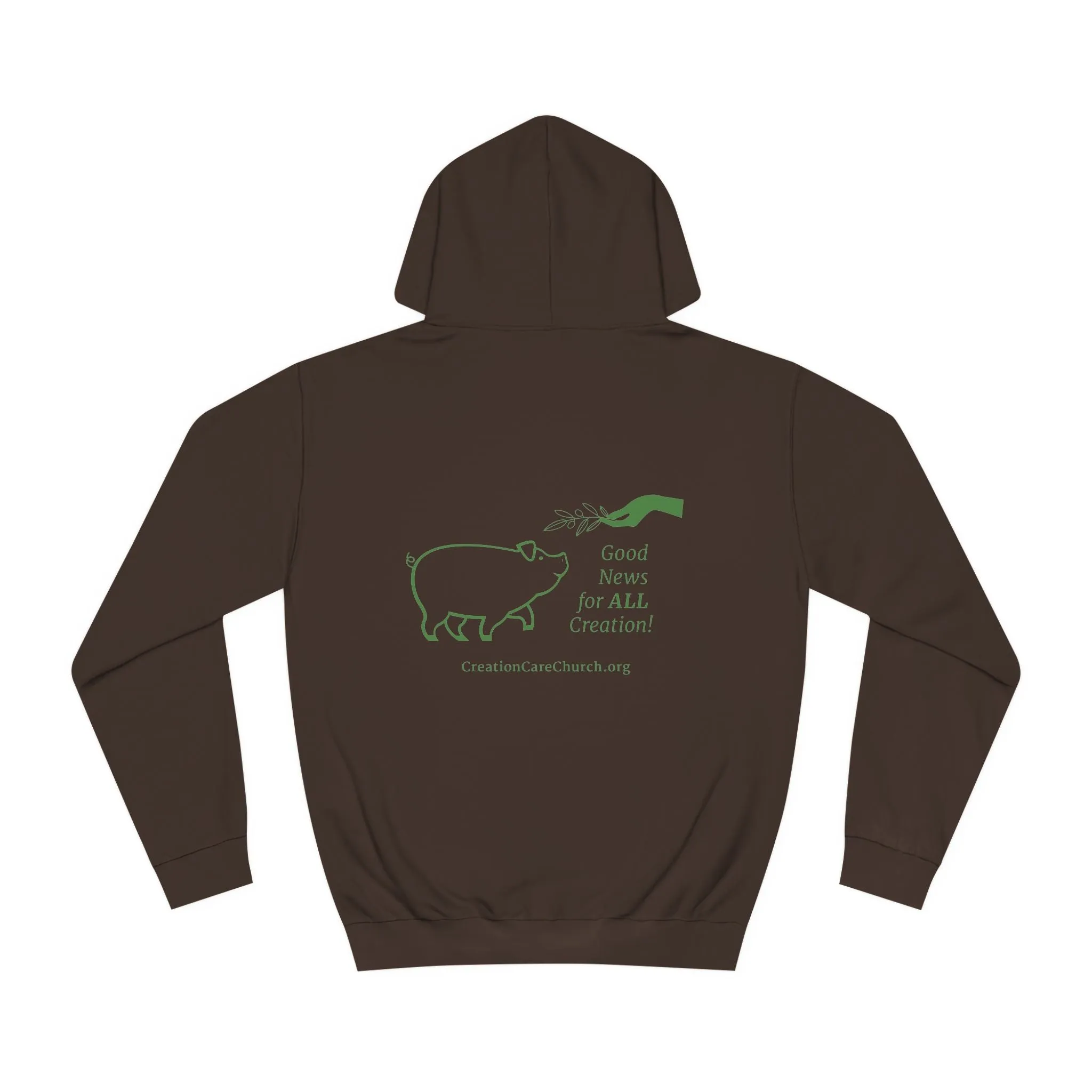 Creation Care Church - Green Logo front - Good News for All Creation back - Unisex College Hoodie