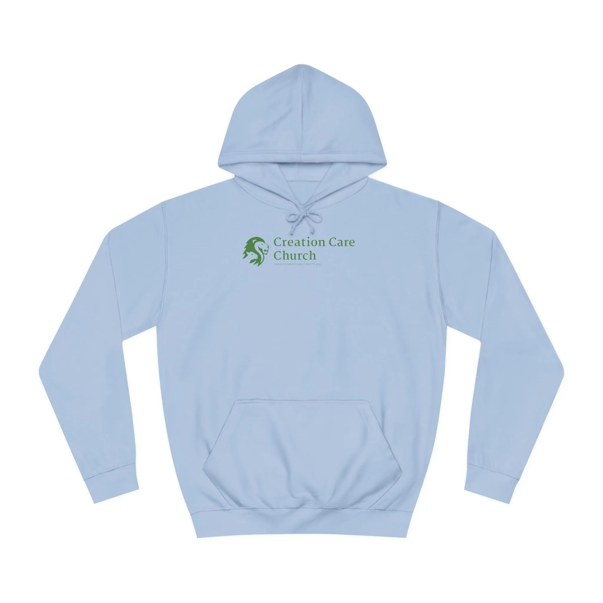Creation Care Church - Green Logo front - Good News for All Creation back - Unisex College Hoodie