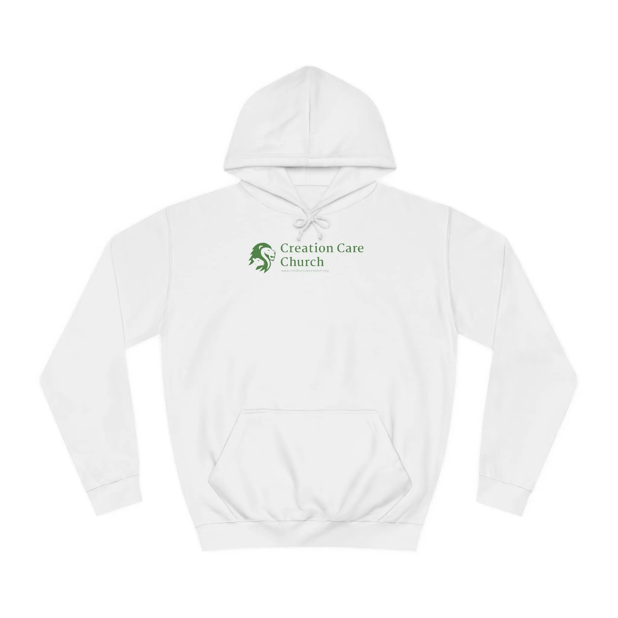 Creation Care Church - Green Logo front - Good News for All Creation back - Unisex College Hoodie