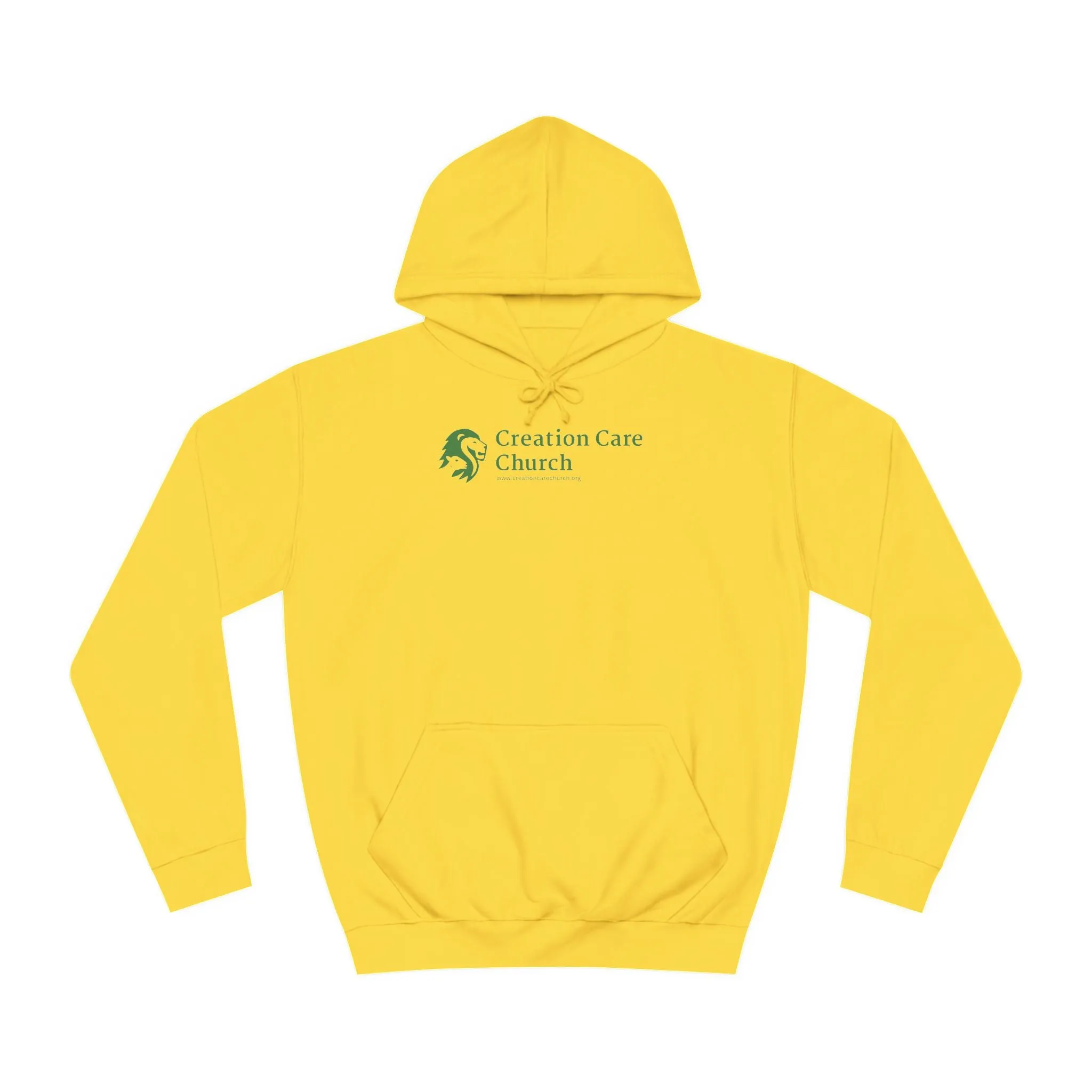 Creation Care Church - Green Logo front - Good News for All Creation back - Unisex College Hoodie