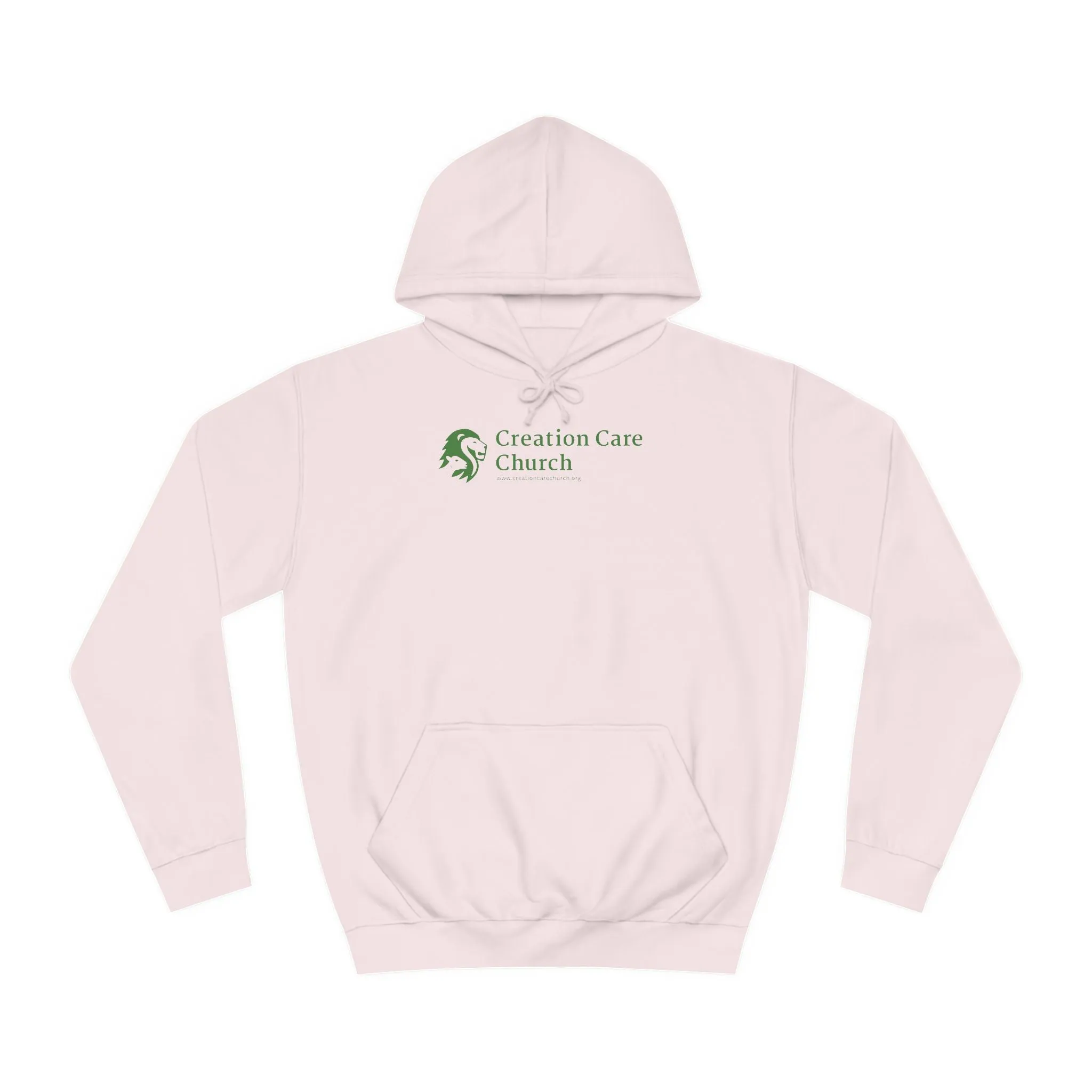 Creation Care Church - Green Logo front - Good News for All Creation back - Unisex College Hoodie