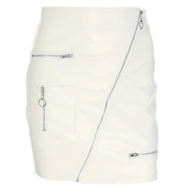 ELEGANT LEATHER ZIPPER SKIRT