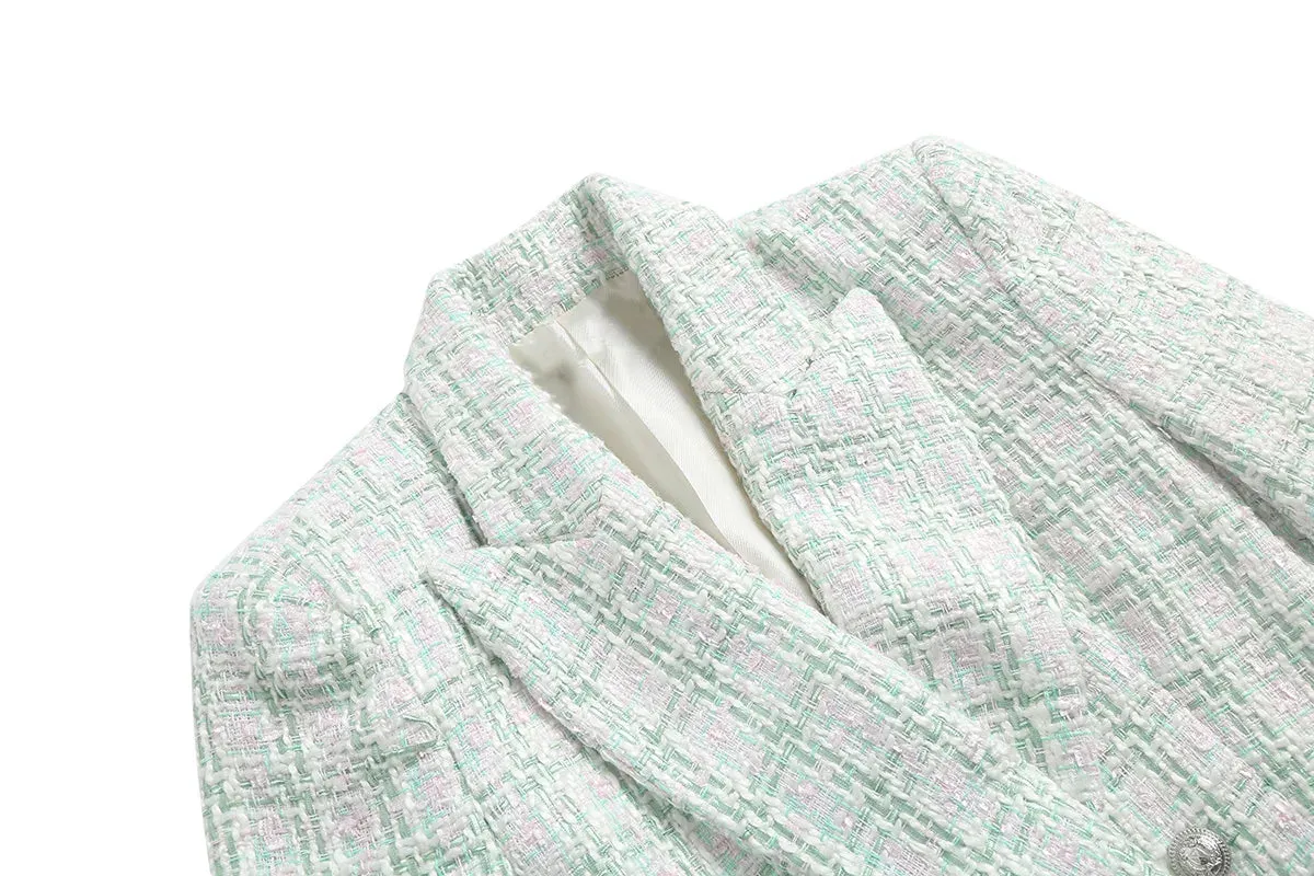 Elegant Tweed Blazer Skort Set