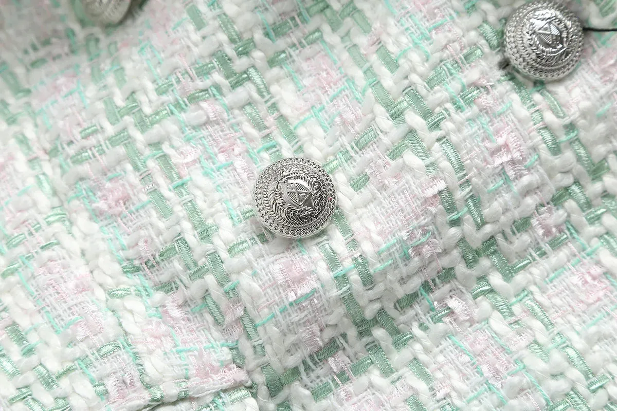 Elegant Tweed Blazer Skort Set