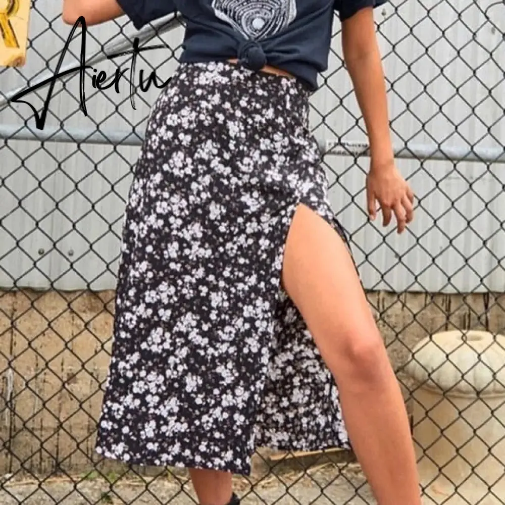 Fashion Skirt Women Cross-Border Women's Leopard Print Skirts Women High Waist Elastic Split midi A- line Skirt Streetwear