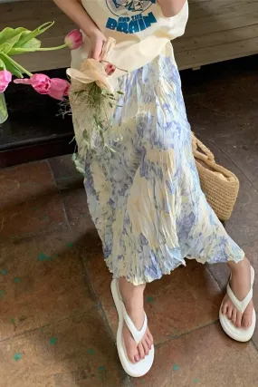 Flowers Painting Pattern Elegant Long Skirts