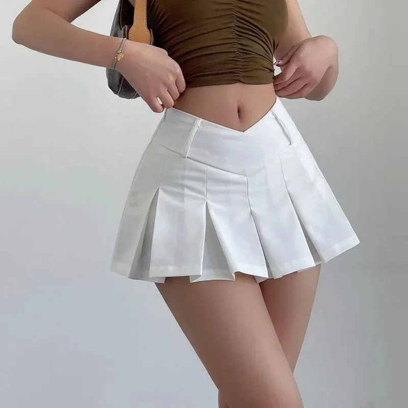Girlary V Waist Pleated Skirts Women Y2K Summer High Waist Korean Chic Streetwear Sexy Mini Skirts Harajuku Preppy A-Line Skirts New