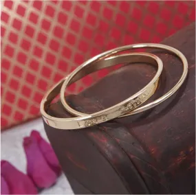 Gold Plated Letter/Numeric Printed Style Double Round Interlocked Bangle