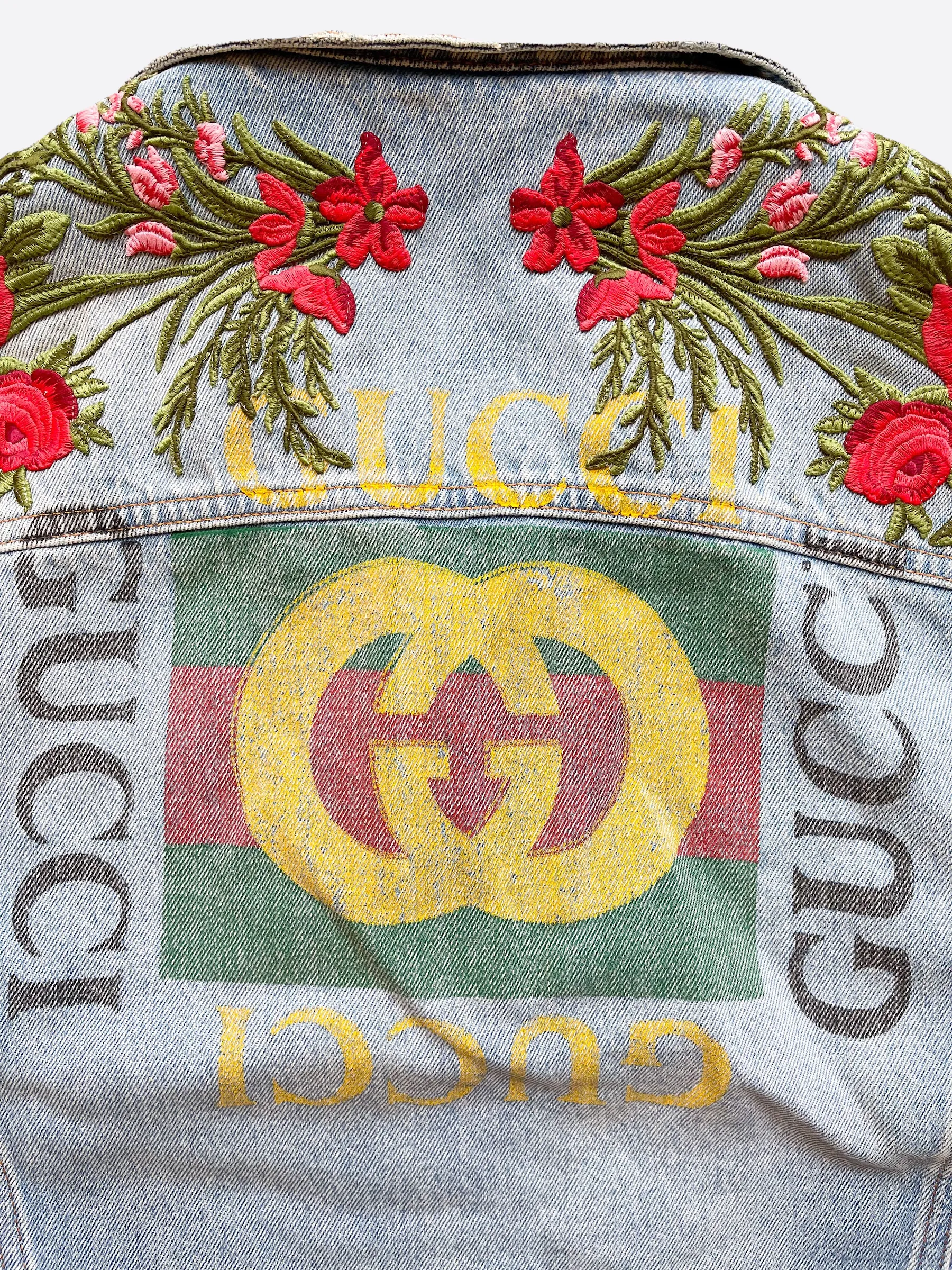 Gucci Modern Logo Embroidered Denim Jacket