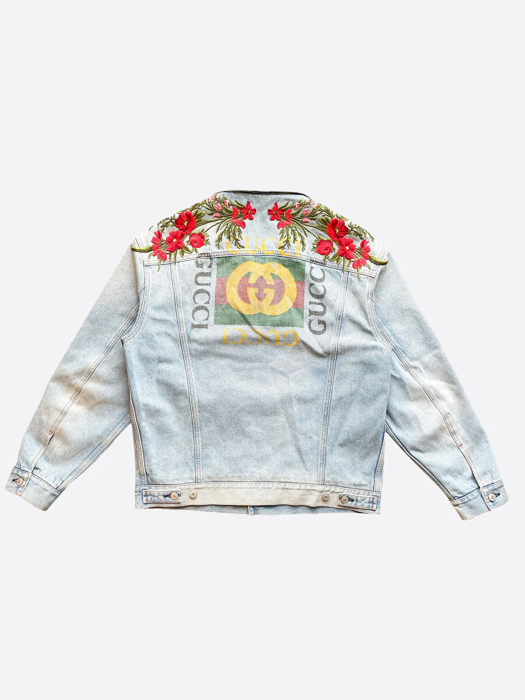 Gucci Modern Logo Embroidered Denim Jacket