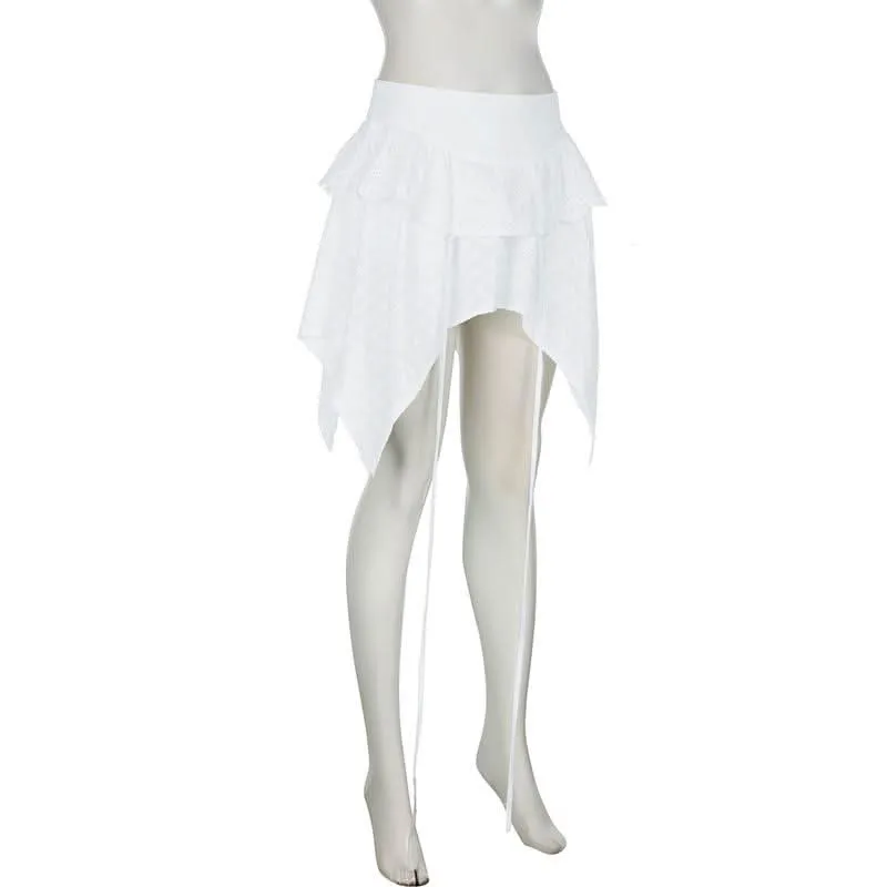 Irregular zip-up A line mini skirt