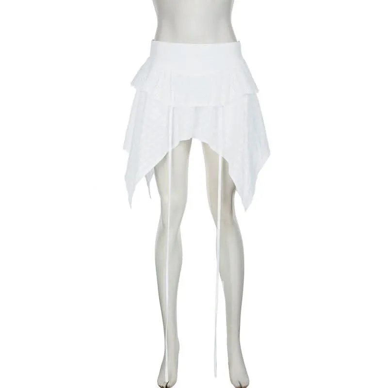 Irregular zip-up A line mini skirt