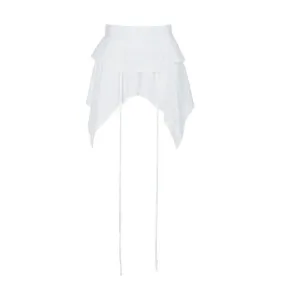 Irregular zip-up A line mini skirt