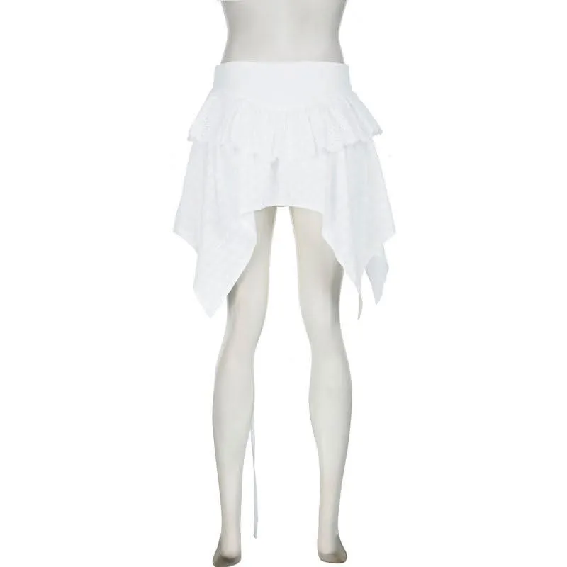 Irregular zip-up A line mini skirt