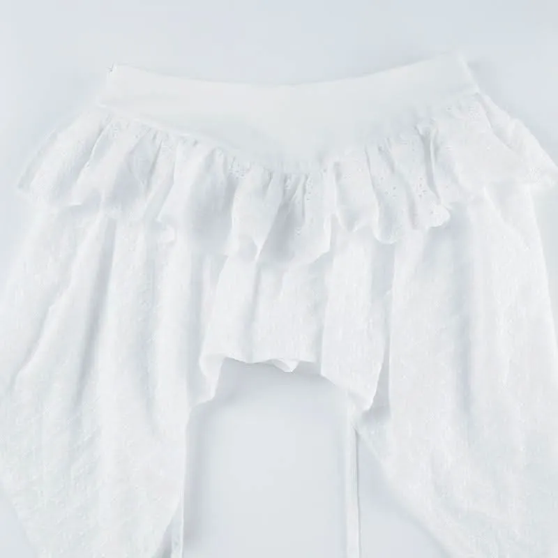 Irregular zip-up A line mini skirt