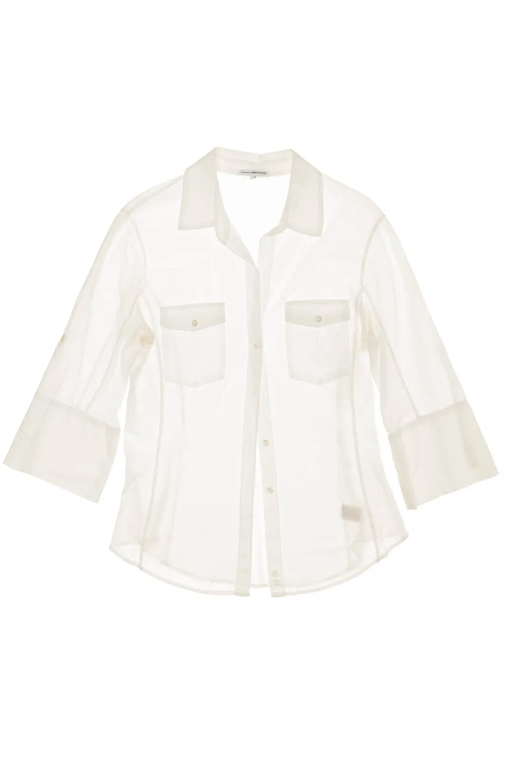 James Perse - White 3/4 Sleeve Button Up Shirt - US 4