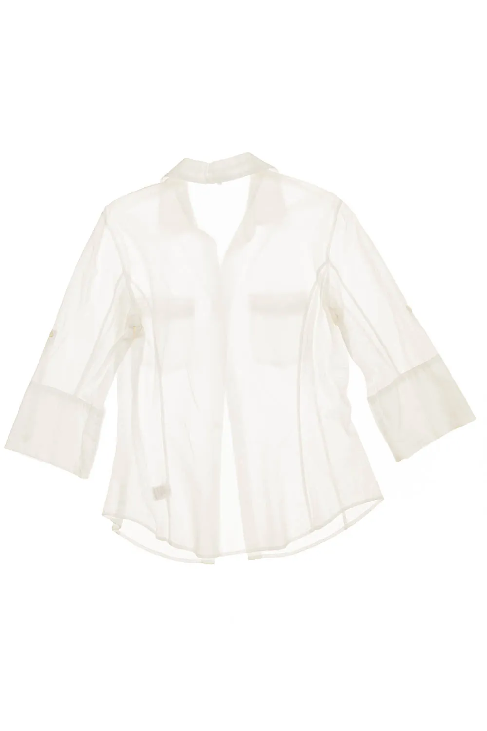 James Perse - White 3/4 Sleeve Button Up Shirt - US 4