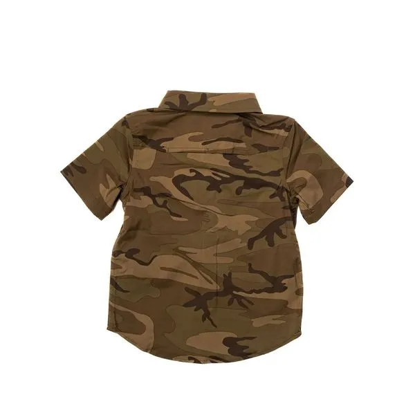 Kid's Poncho Button Up Camo Shirt Yth Palomita Tee-Cmo