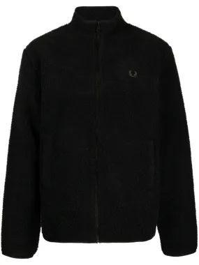 logo-embroidered fleece bomber jacket
