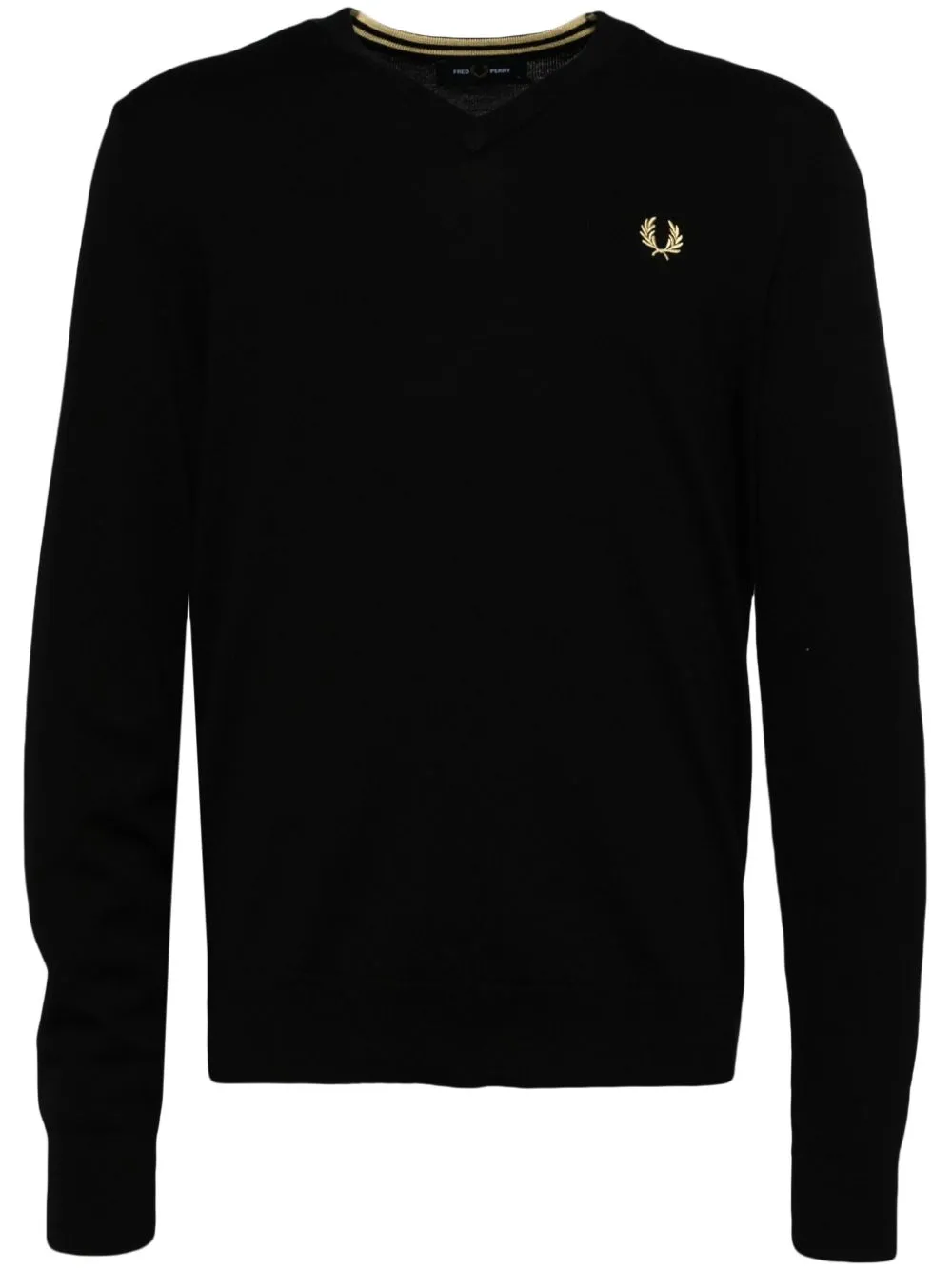 logo-embroidered V-neck jumper