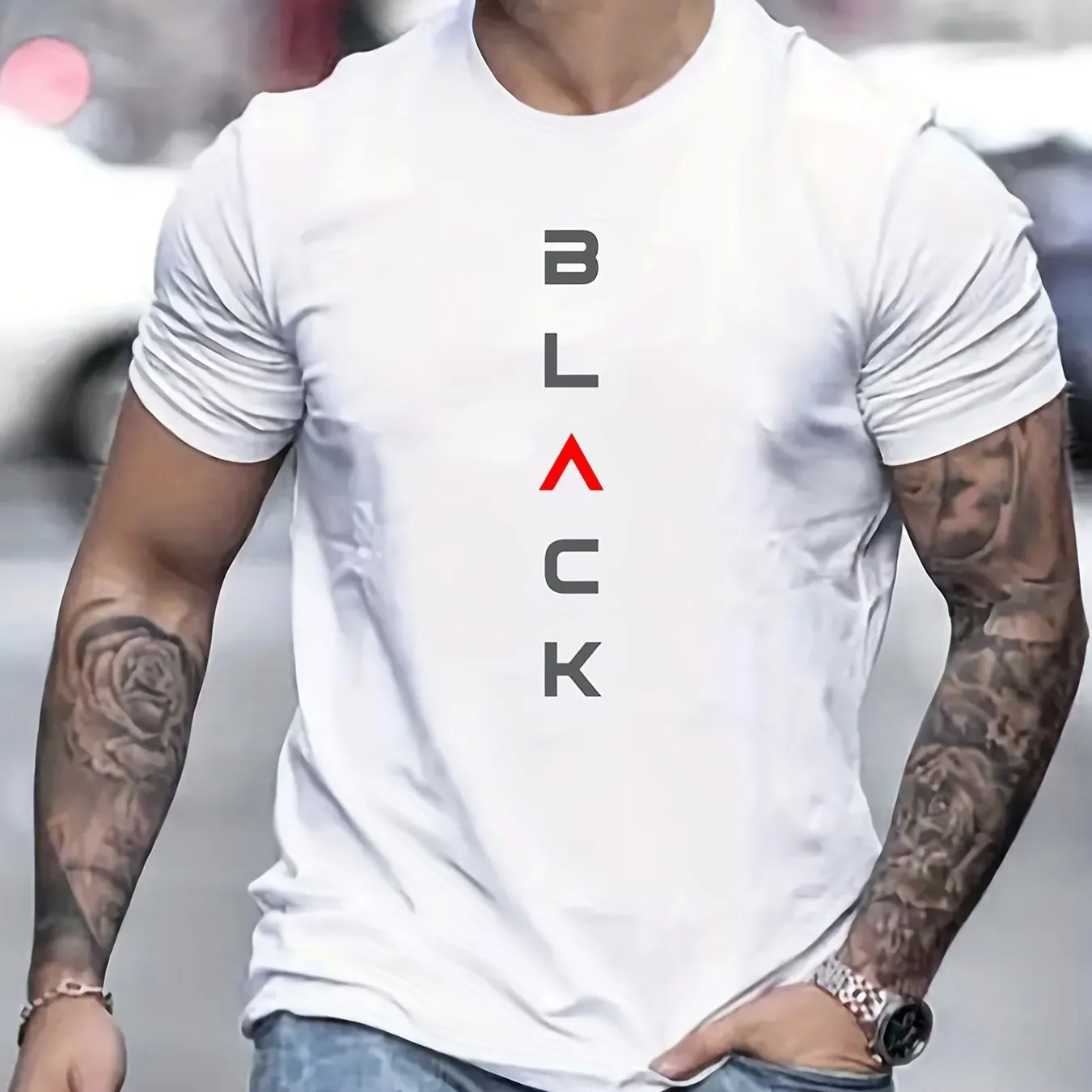 Men's Black Graphic Tee  Stylish Summer Comfort