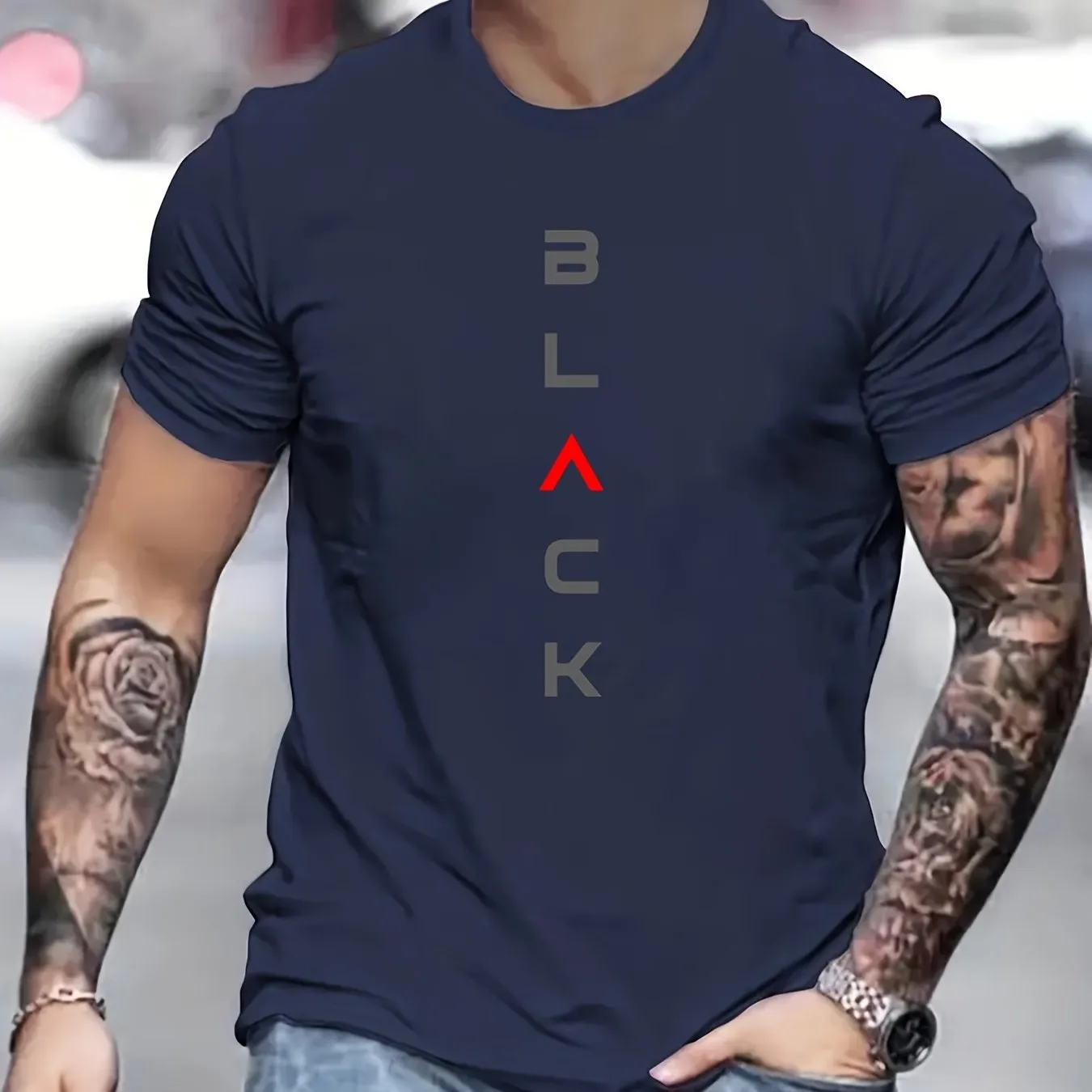 Men's Black Graphic Tee  Stylish Summer Comfort