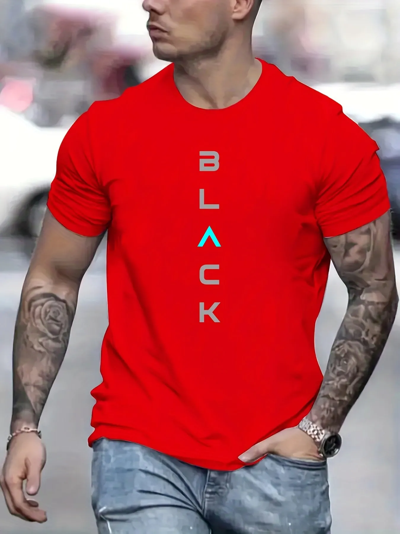 Men's Black Graphic Tee  Stylish Summer Comfort