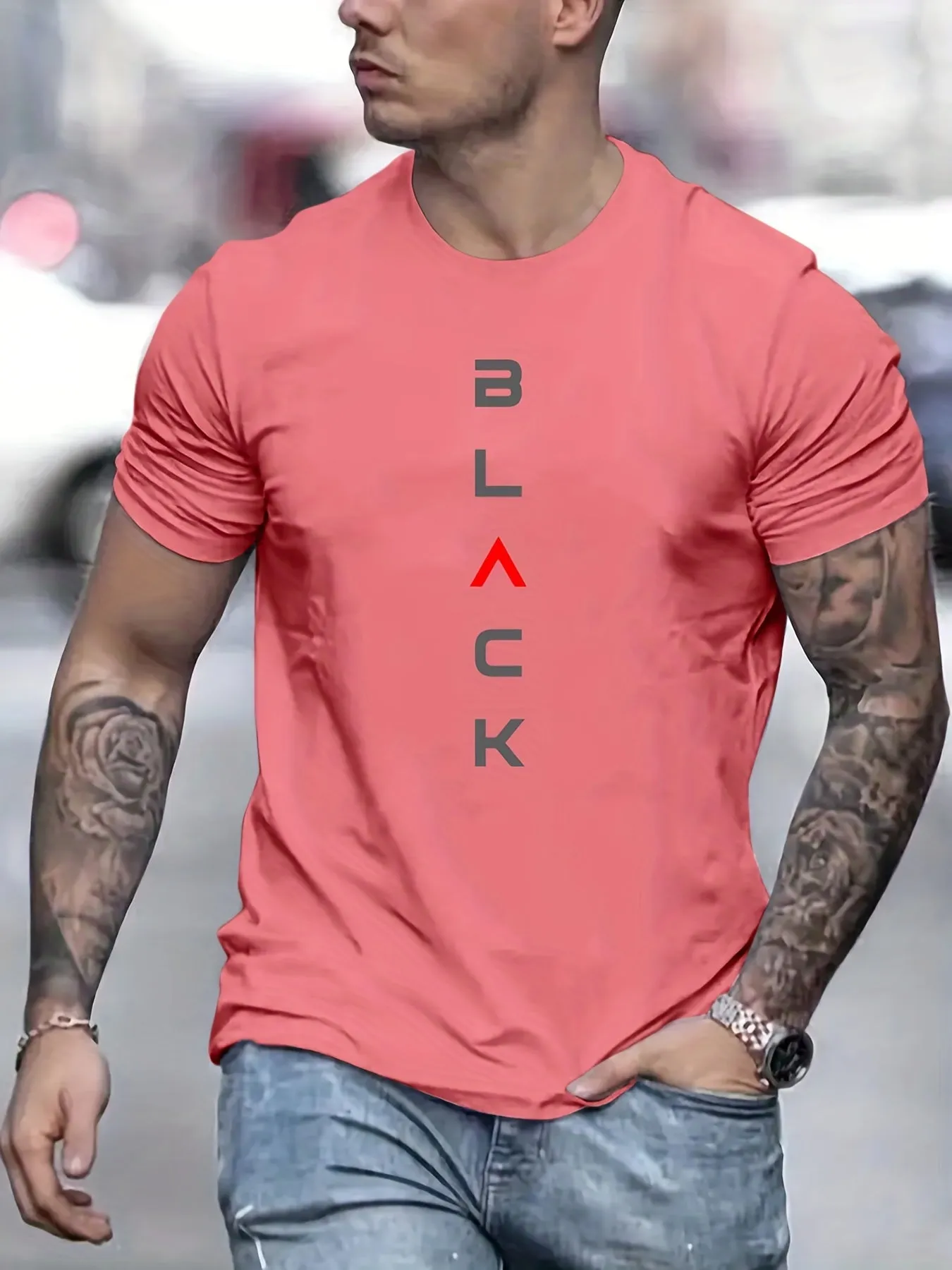 Men's Black Graphic Tee  Stylish Summer Comfort