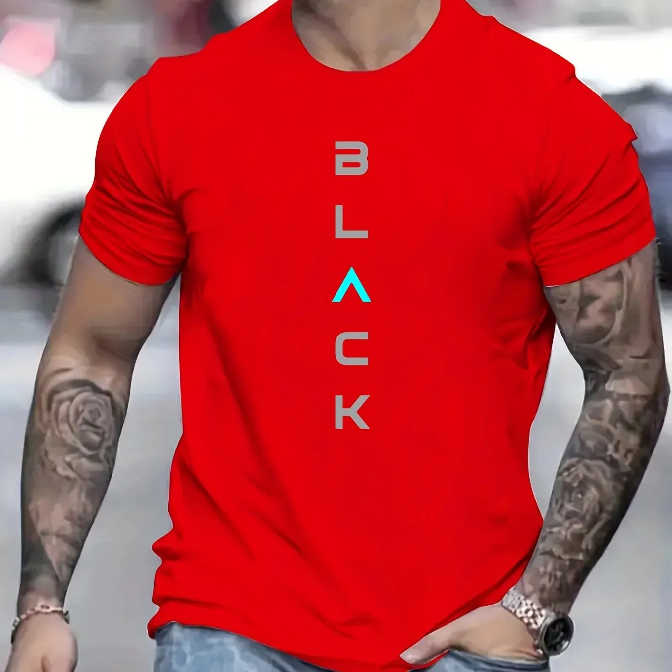 Men's Black Graphic Tee  Stylish Summer Comfort
