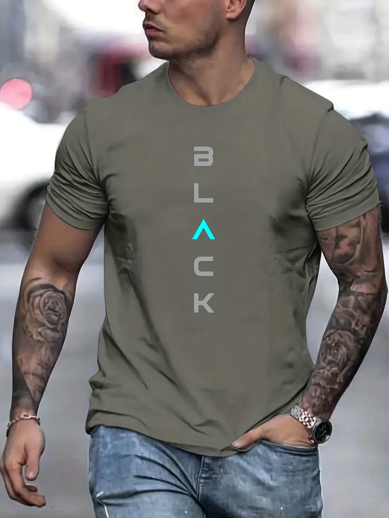 Men's Black Graphic Tee  Stylish Summer Comfort