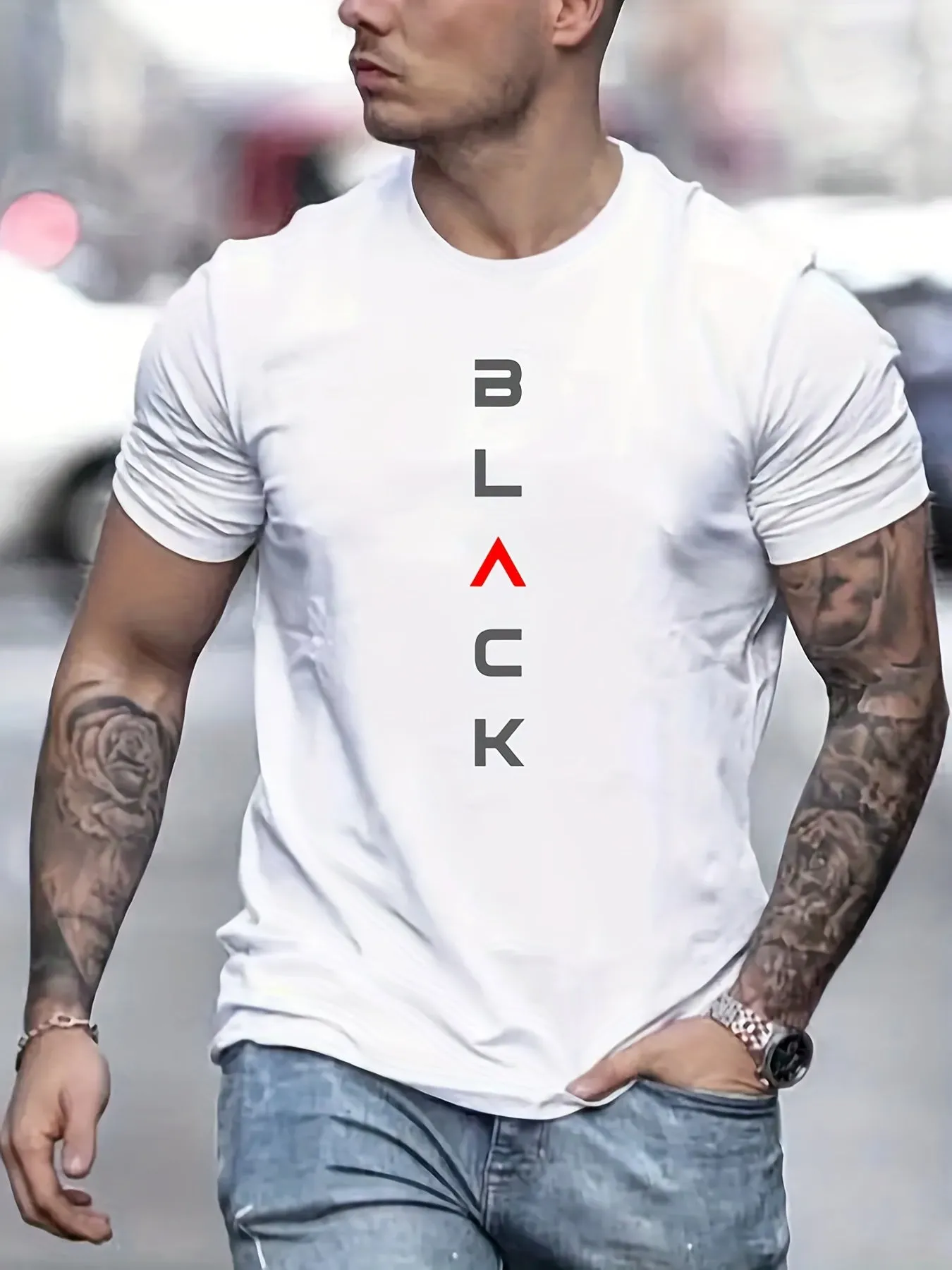 Men's Black Graphic Tee  Stylish Summer Comfort