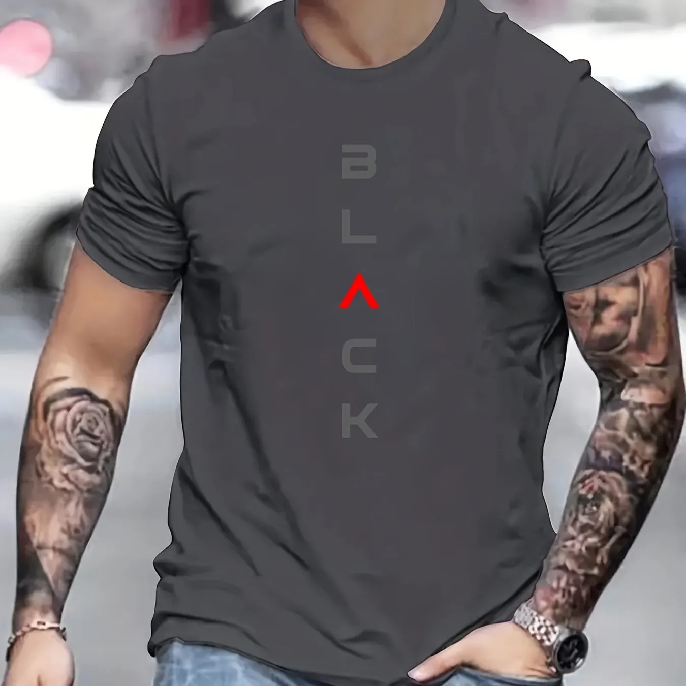 Men's Black Graphic Tee  Stylish Summer Comfort