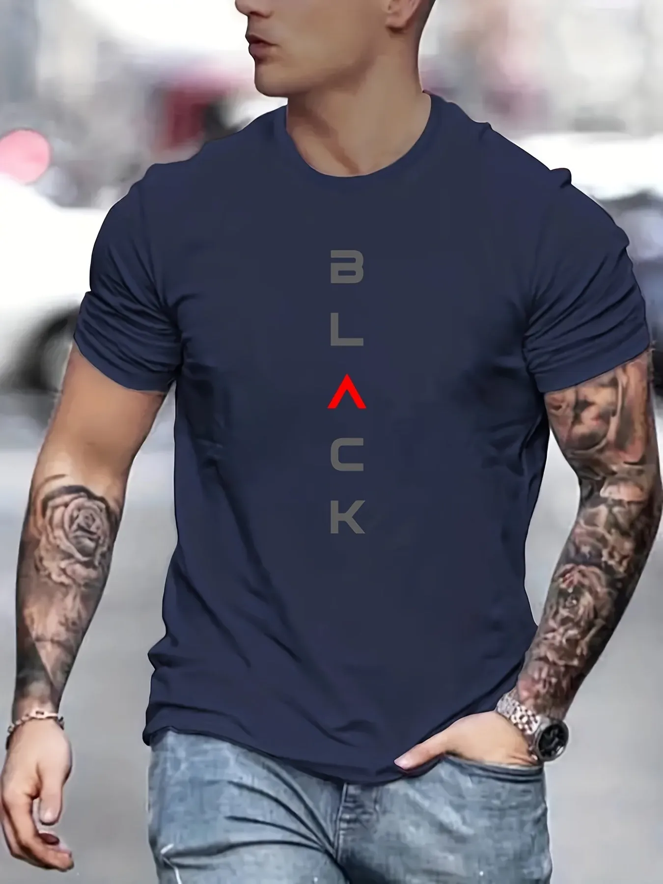 Men's Black Graphic Tee  Stylish Summer Comfort