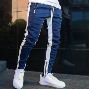 Mens Joggers Casual Pants Fitness Men Sportswear Tracksuit Skinny Sweatpants Trousers Black Gym flat