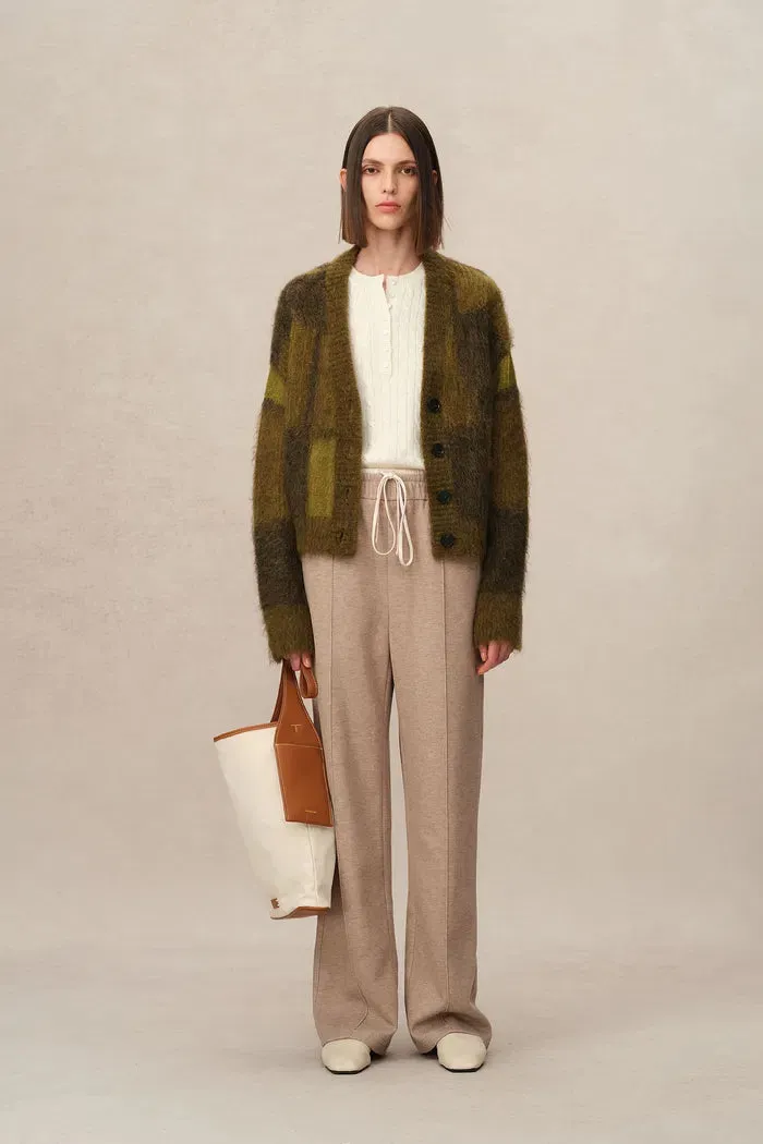 Nacton Plaid Cardigan in Baby Alpaca Blend Knit