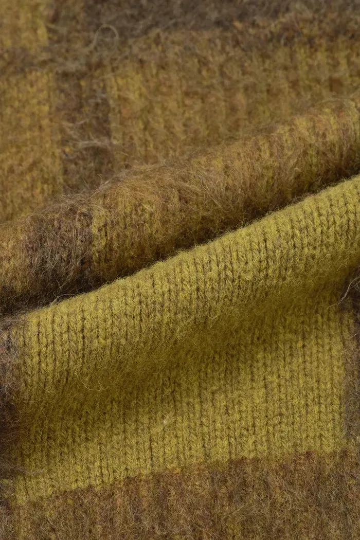 Nacton Plaid Cardigan in Baby Alpaca Blend Knit
