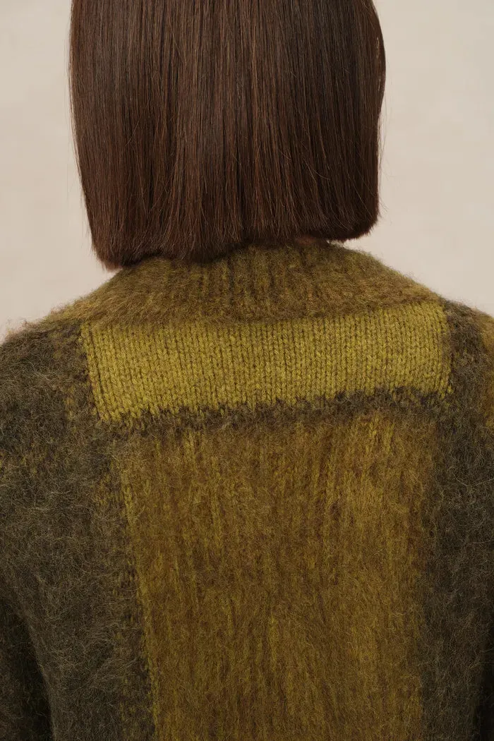 Nacton Plaid Cardigan in Baby Alpaca Blend Knit